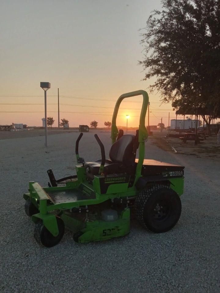 Commercial grounds maintenance in progress