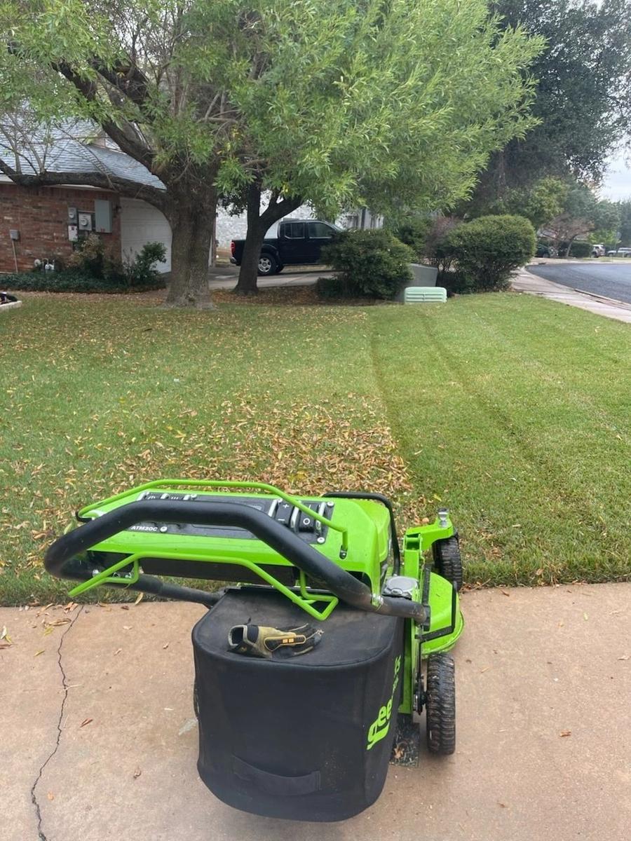 Mowed lawn cleaned up after service
